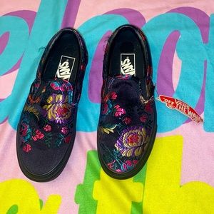 Vans - floral with black background - women’s size 6.5